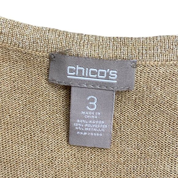 Chico’s Gold Metallic Sleeveless Sweater - Picture 2 of 4